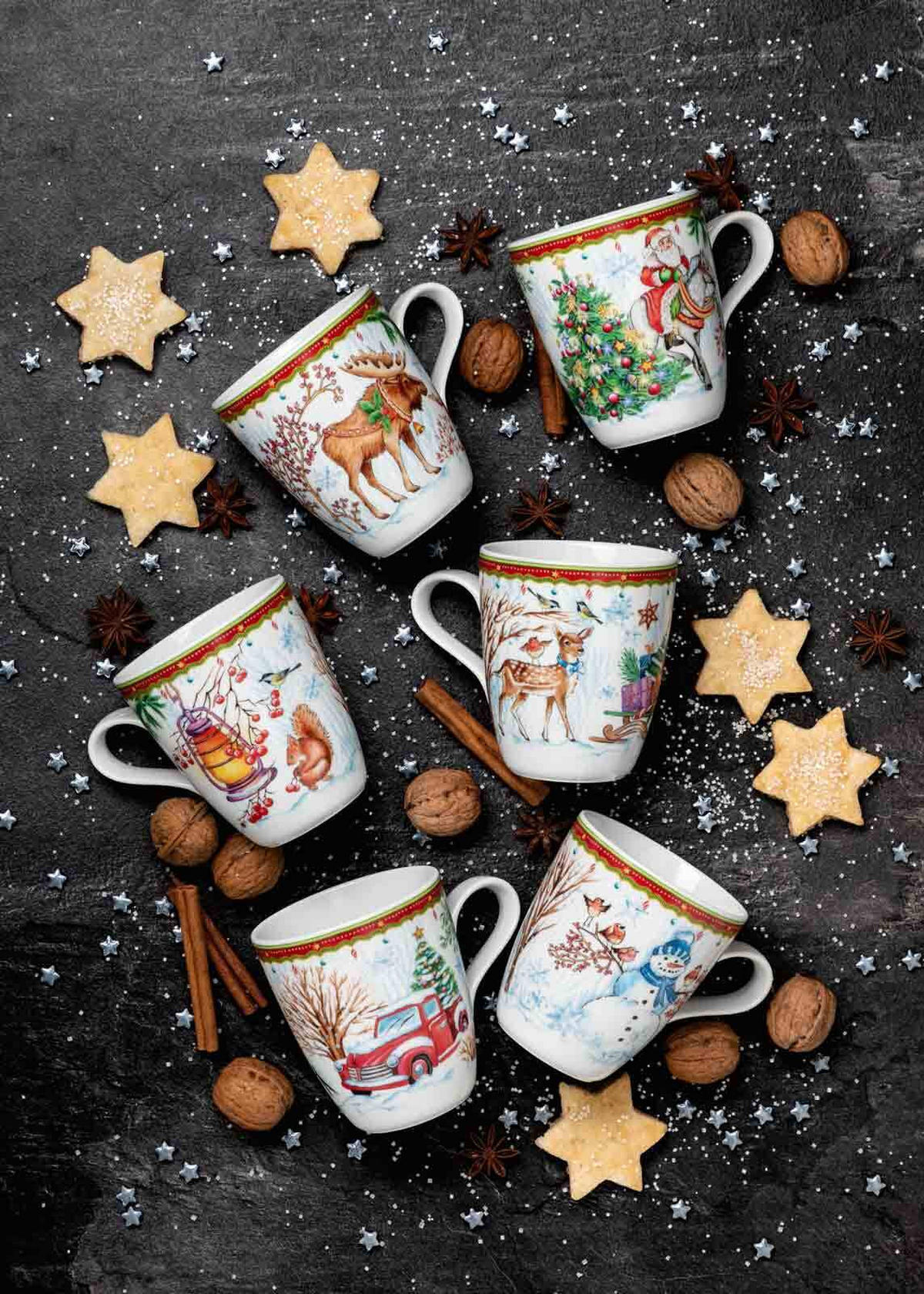 HENKELBECHER Weihnachten bunt 400 ml 6er Set - Multicolor, Keramik (0.4L) - Seltmann Weiden