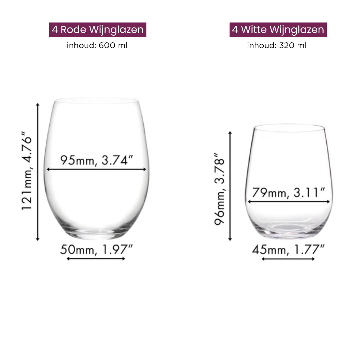 WEISSWEINGLAS O, 4 x Cabernet / Merlot & 4 x Chardonnay / Viognier, hochwertiges Glas - Transparent, Glas (0.4L) - Riedel