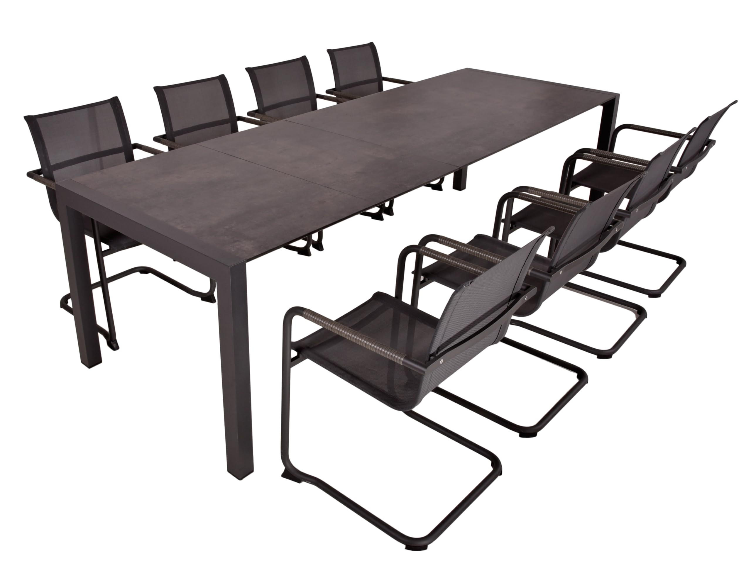 GARTEN-SITZGRUPPE Hauke 9-teilig Gartenmöbel-Set - Grau, Kunststoff - DELUKE