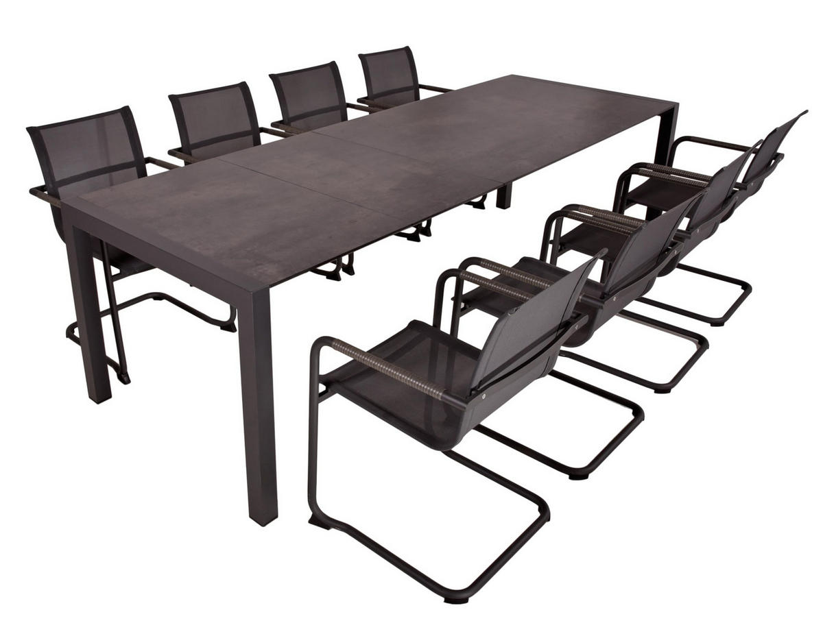 GARTEN-SITZGRUPPE Hauke 9-teilig Gartenmöbel-Set - Grau, Kunststoff - DELUKE