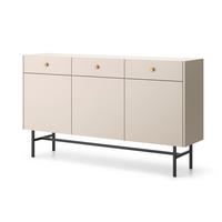 SIDEBOARD Dinley 3T 3S Beige 155/89,4/39 cm – mit schwarzen Beinen im minimalistischen Design - Beige/Schwarz, Holzwerkstoff/Metall (155/89.4/39cm) - AX Living