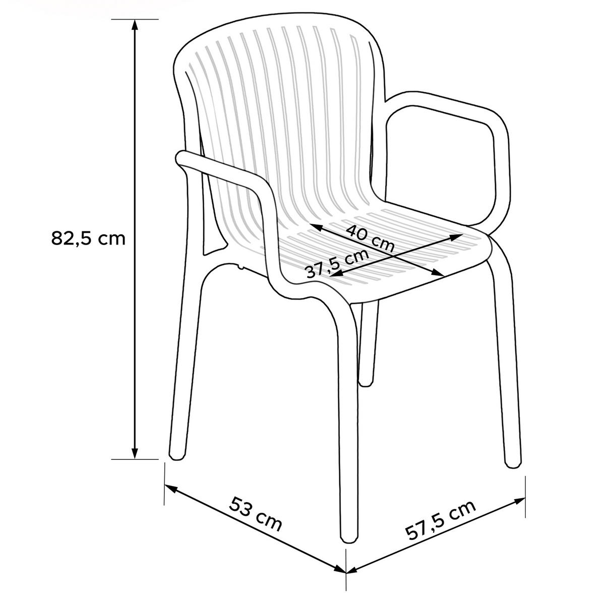 GARTENSTUHL FICCARI 4-er Set, Anthrazit - Anthrazit, Kunststoff (57.5/82.5/53cm) - KONSIMO®