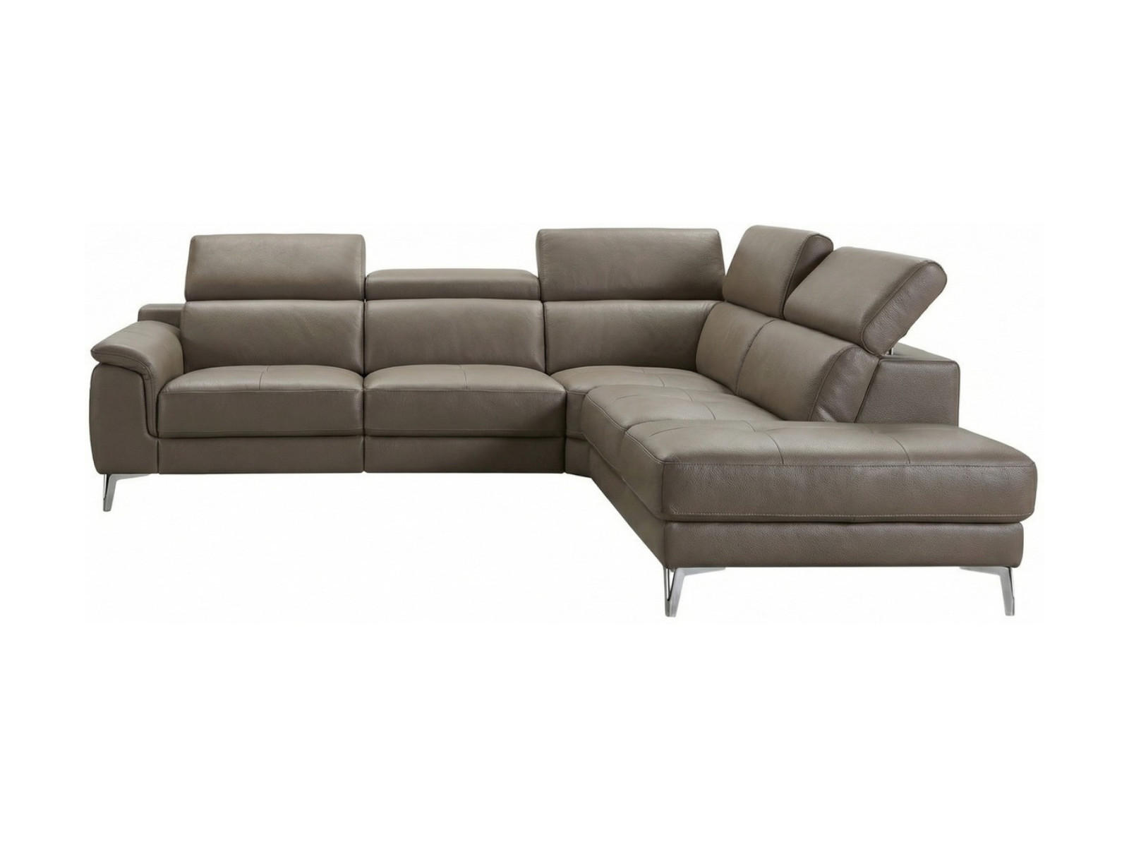 ECKSOFA Jardin Echtleder Greige - Greige, Leder/Metall (266/230cm)