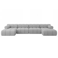WOHNLANDSCHAFT modulares Sofa Tesso-U2 - 380x160x70 cm Hellgrau Bouclé - Hellgrau, Holzwerkstoff/Textil (380/70/160cm) - ALTDECOR