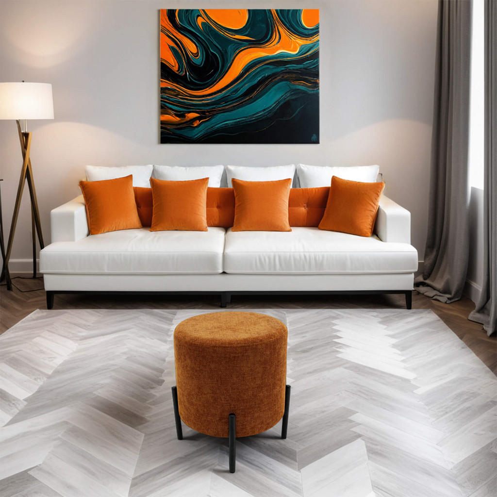 Thumbnail - Mobili Rebecca Pouf, Orange, Textil, 38x43.5x38 cm, Wohnzimmer, Hocker, Poufs