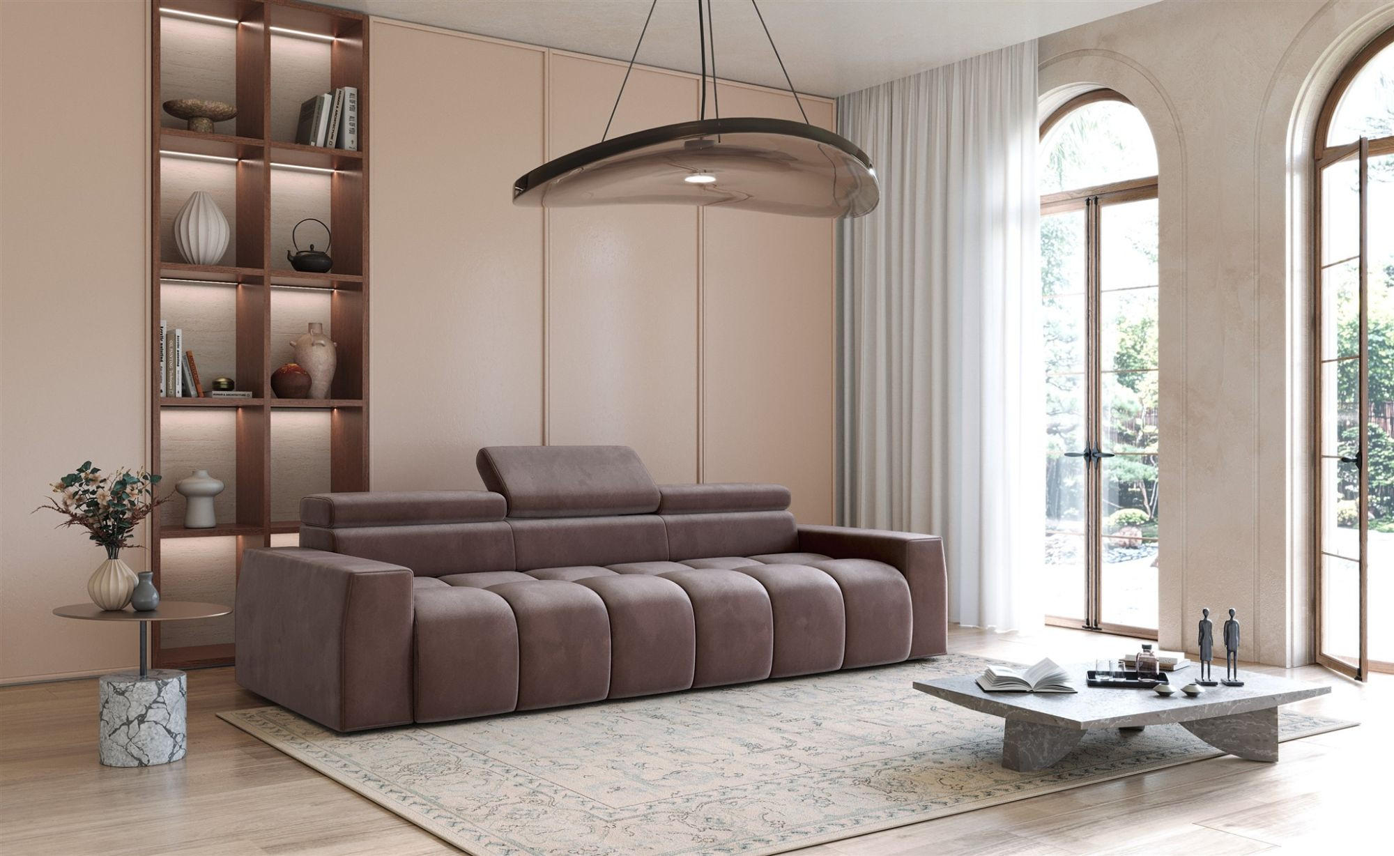 SOFA Darcy - Braun, Holzwerkstoff/Textil (303/98/115cm) - Fun Möbel