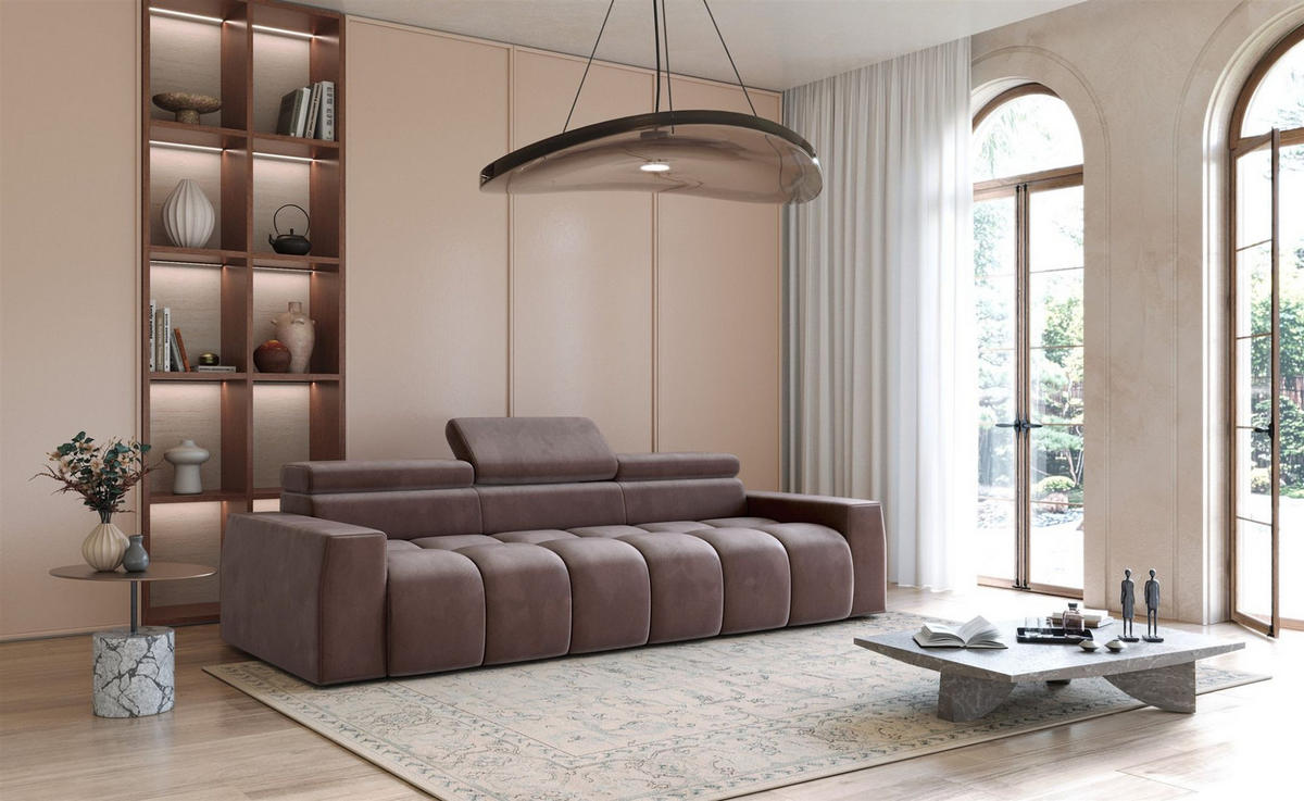 SOFA Darcy - Braun, Holzwerkstoff/Textil (303/98/115cm) - Fun Möbel