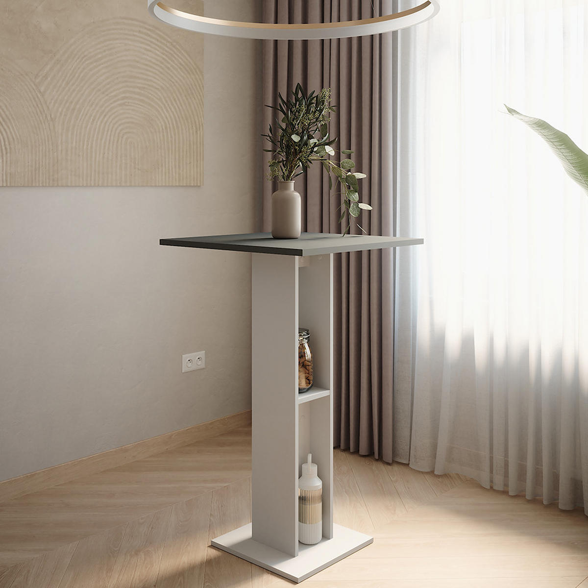 BAROVÝ STŮL Repose Bílá/antracitová - bílá/antracitová, kompozitní dřevo (65/65/106cm) - Vicco