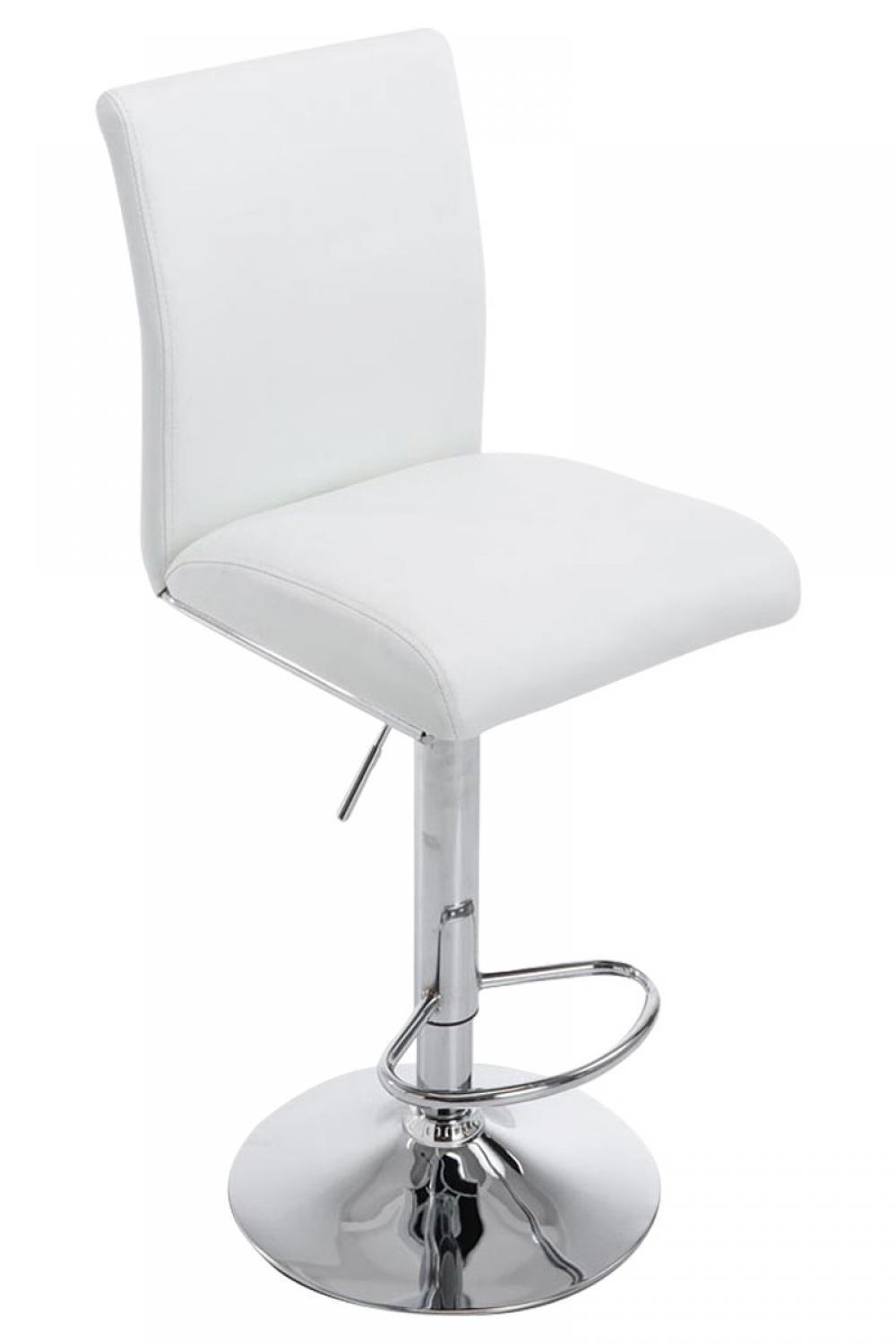 BARHOCKER Lederlook weiß - Chromfarben/Weiß, Textil/Metall (38.5/95/47cm) - CLP
