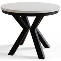 ESSZIMMERTISCH LOFT, ausziehbarer Tisch 100 cm/180 cm, Farbe: Weiß, mit Metallbeinen in Farbe Schwarz - Schwarz/Weiß, Holzwerkstoff (100/100/76cm) - Alpi-Möbel