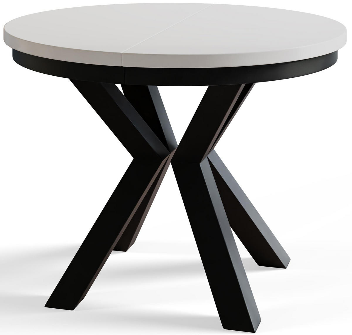 ESSZIMMERTISCH LOFT, ausziehbarer Tisch 100 cm/180 cm, Farbe: Weiß, mit Metallbeinen in Farbe Schwarz - Schwarz/Weiß, Holzwerkstoff (100/100/76cm) - Alpi-Möbel