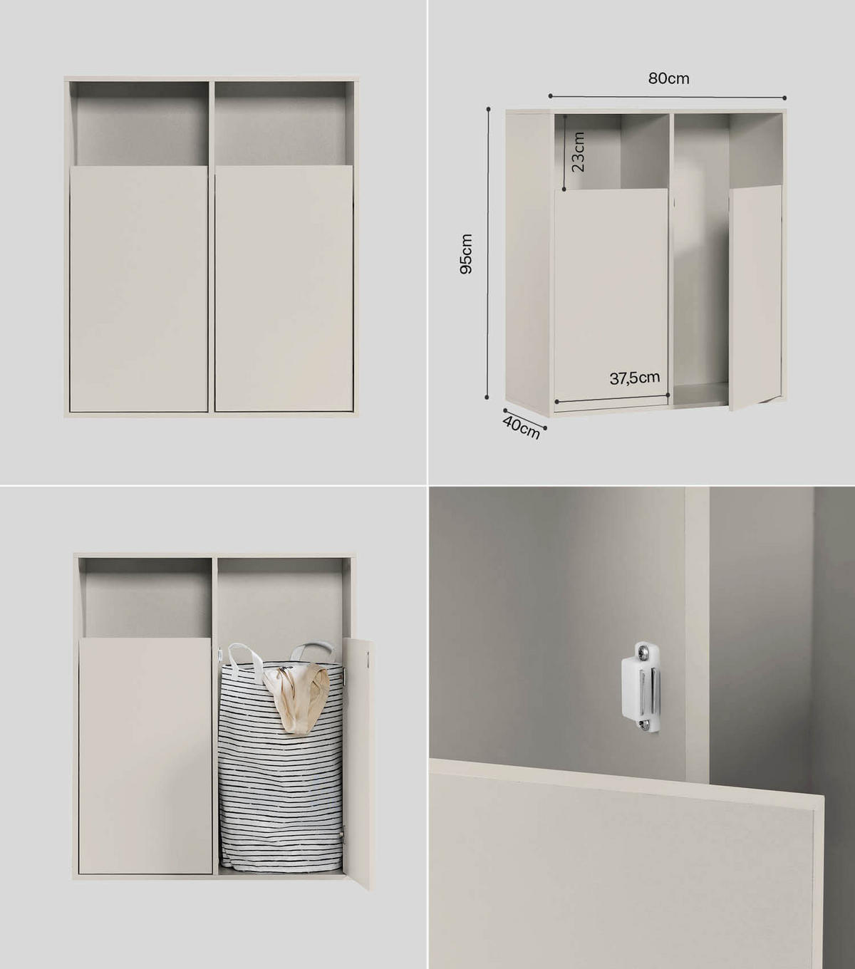MEHRZWECKSCHRANK SET Der Allzweckwaffe - Kaschmir, Holz (140/180/40cm) - Mokebo