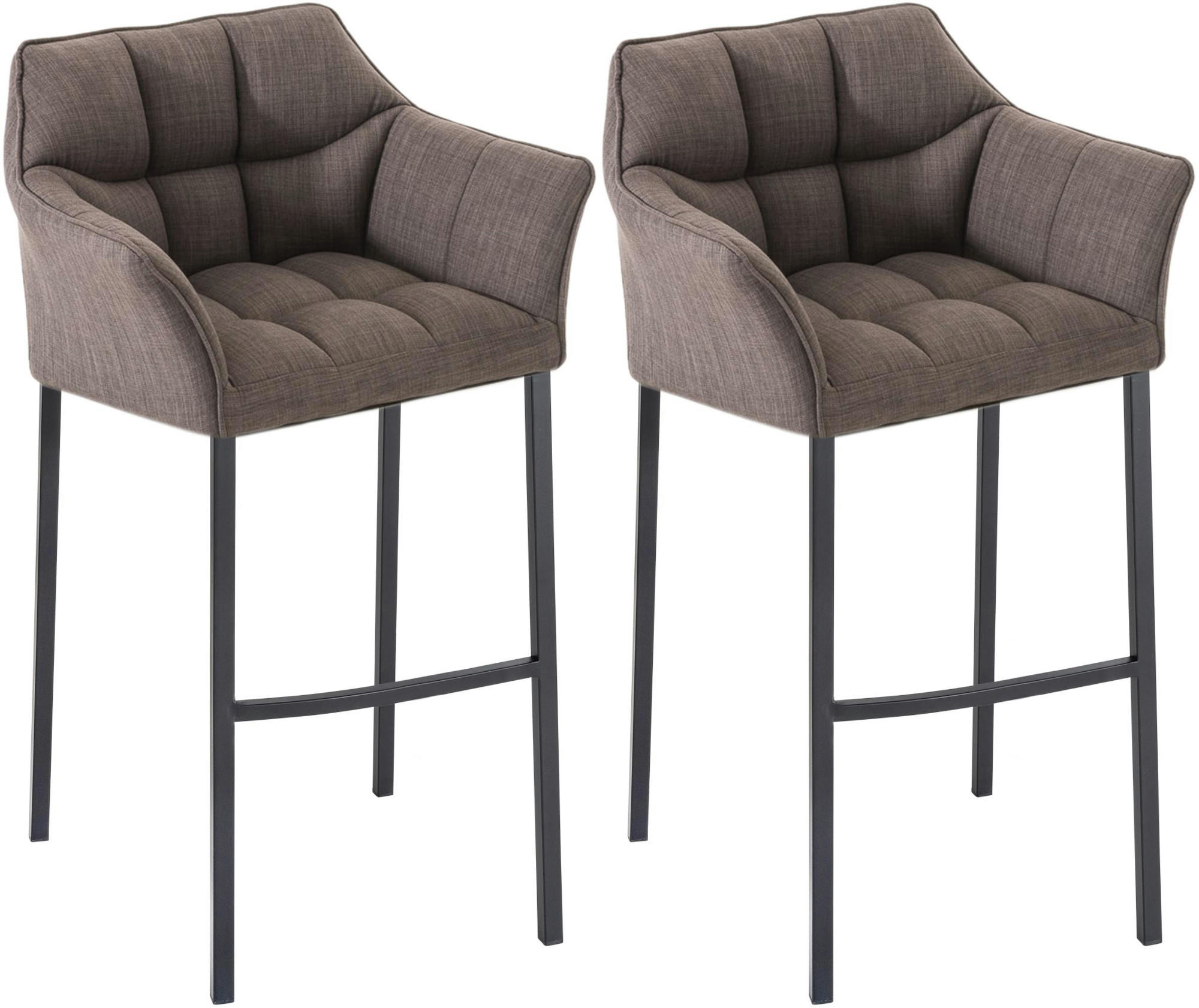 BARHOCKER 2er Set Stoff Grau - Schwarz/Grau, Textil/Metall (64/110/48cm) - CLP