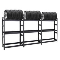 REIFENREGAL Dino 3er-Set mit 3x 180x120x50 cm Fachlast 150 kg bis zu 36 Reifen Schwarz - Schwarz, Metall (360/180/50cm) - PROREGAL