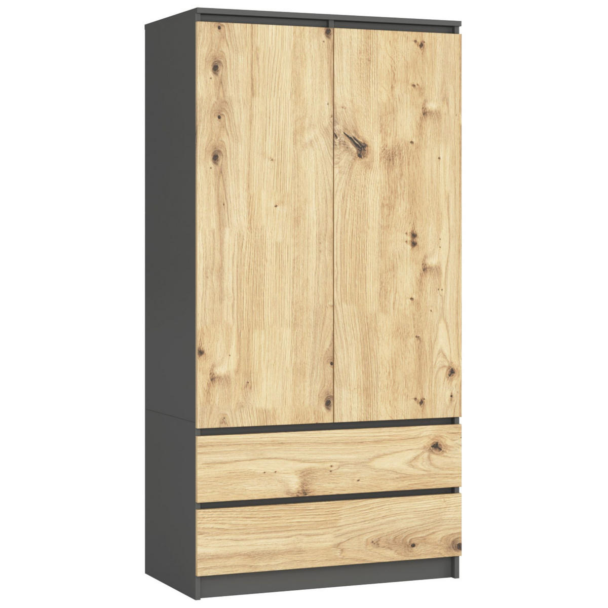 KLEIDERSCHRANK Grau, Eiche Artisan 180x90x51 cm - Eiche Artisan/Grau, Holzwerkstoff (90/180/51cm) - Akord