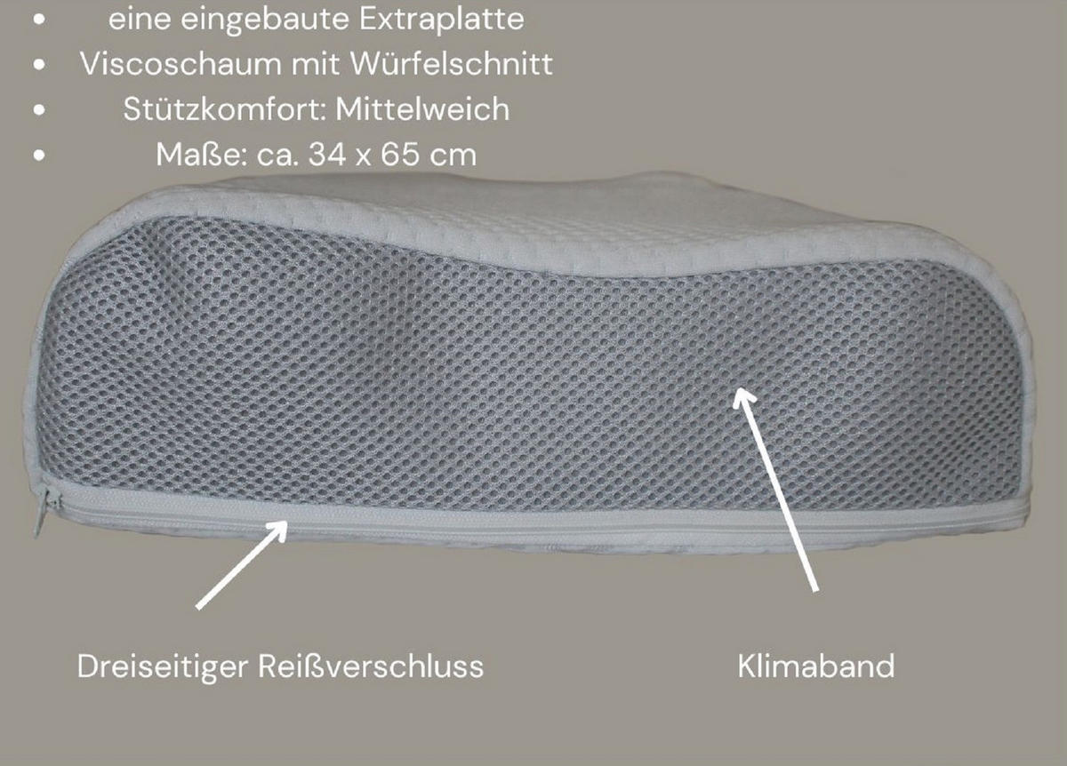 NACKENSTÜTZKISSEN Beasleep IV Würfelschnitt - Weiß, Textil (34/65cm) - Bonvionn
