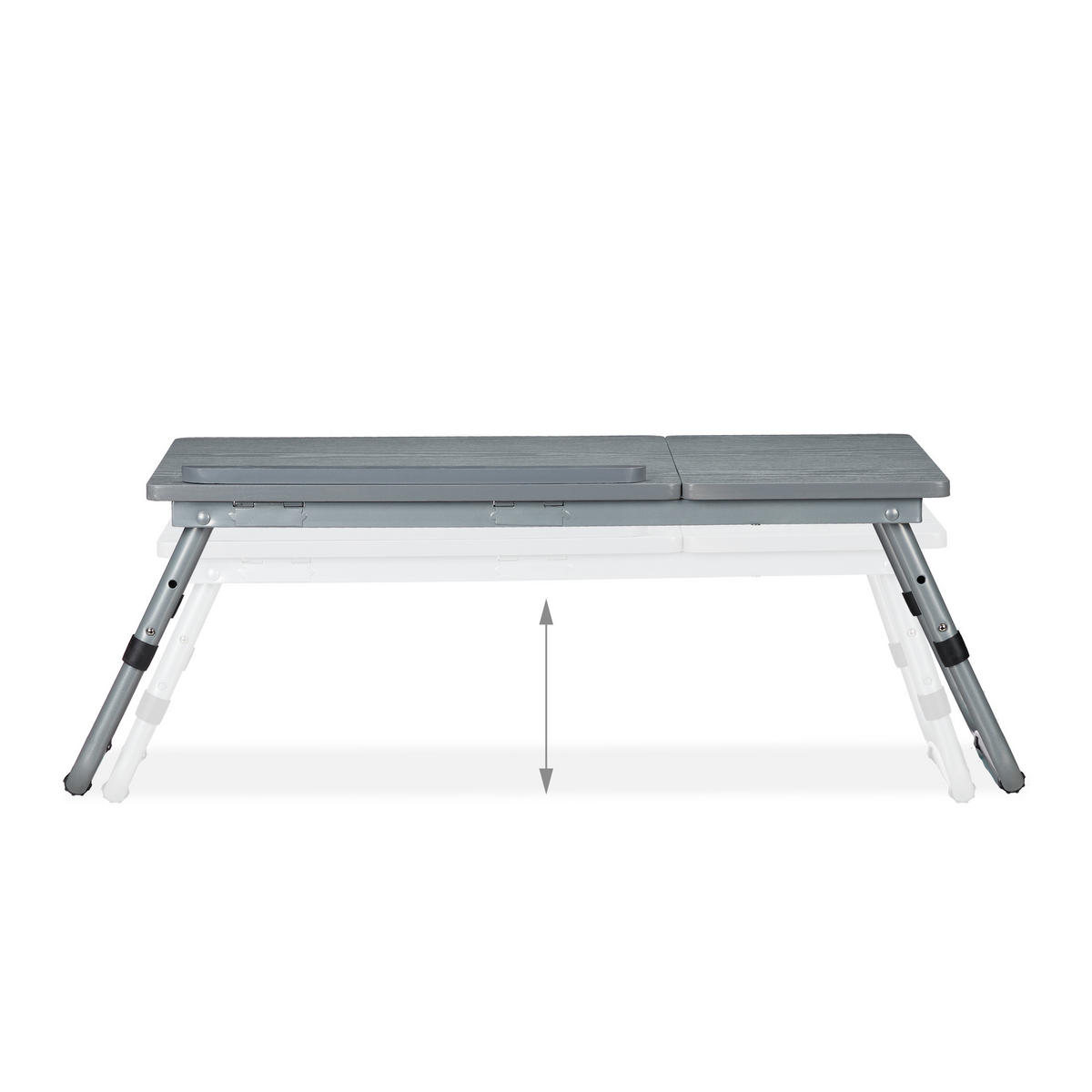 LAPTOPTISCH Grau höhenverstellbar klappbar - Grau, Holzwerkstoff/Metall (34.5/73/44cm) - Relaxdays