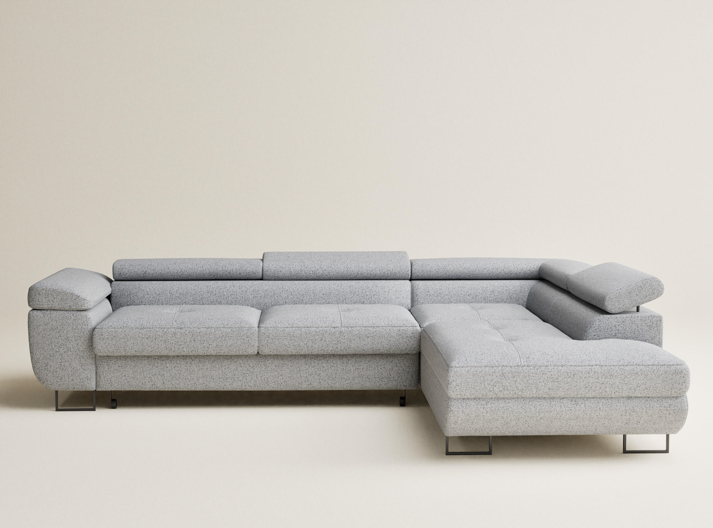ECKSOFA MIT SCHLAFFUNKTION Concord Hellgrau Webstoff - Hellgrau/Schwarz, Holz/Holzwerkstoff (277/203cm) - Maison de Reve