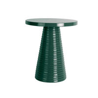 BEISTELLTISCH Catania Ribbed - Grün - 40/40/46 cm - Grün, Metall (40/40/46cm) - Leitmotiv