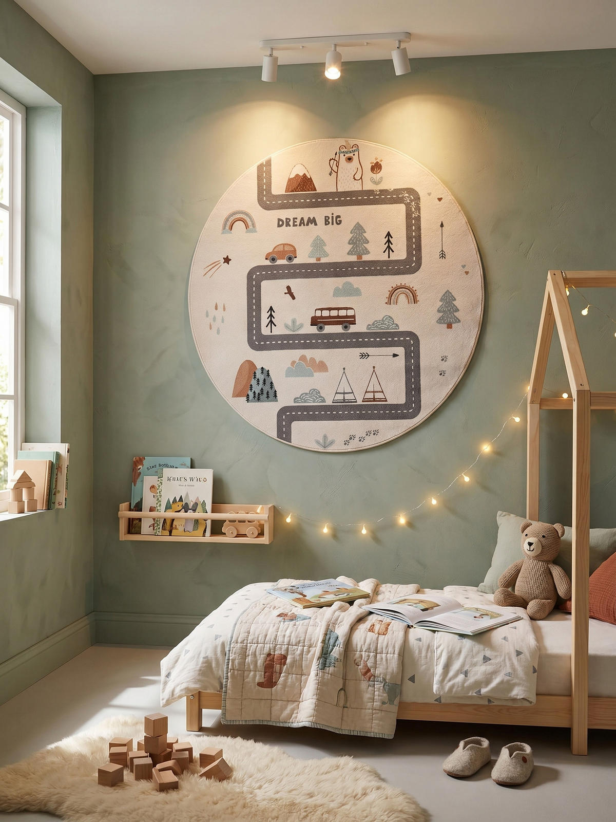 SPIELTEPPICH Waschbar TINO in Creme, mit Straßenkarten-Motiv, Ø 160 cm - Beige, Textil (160/160cm) - KADIMA DESIGN