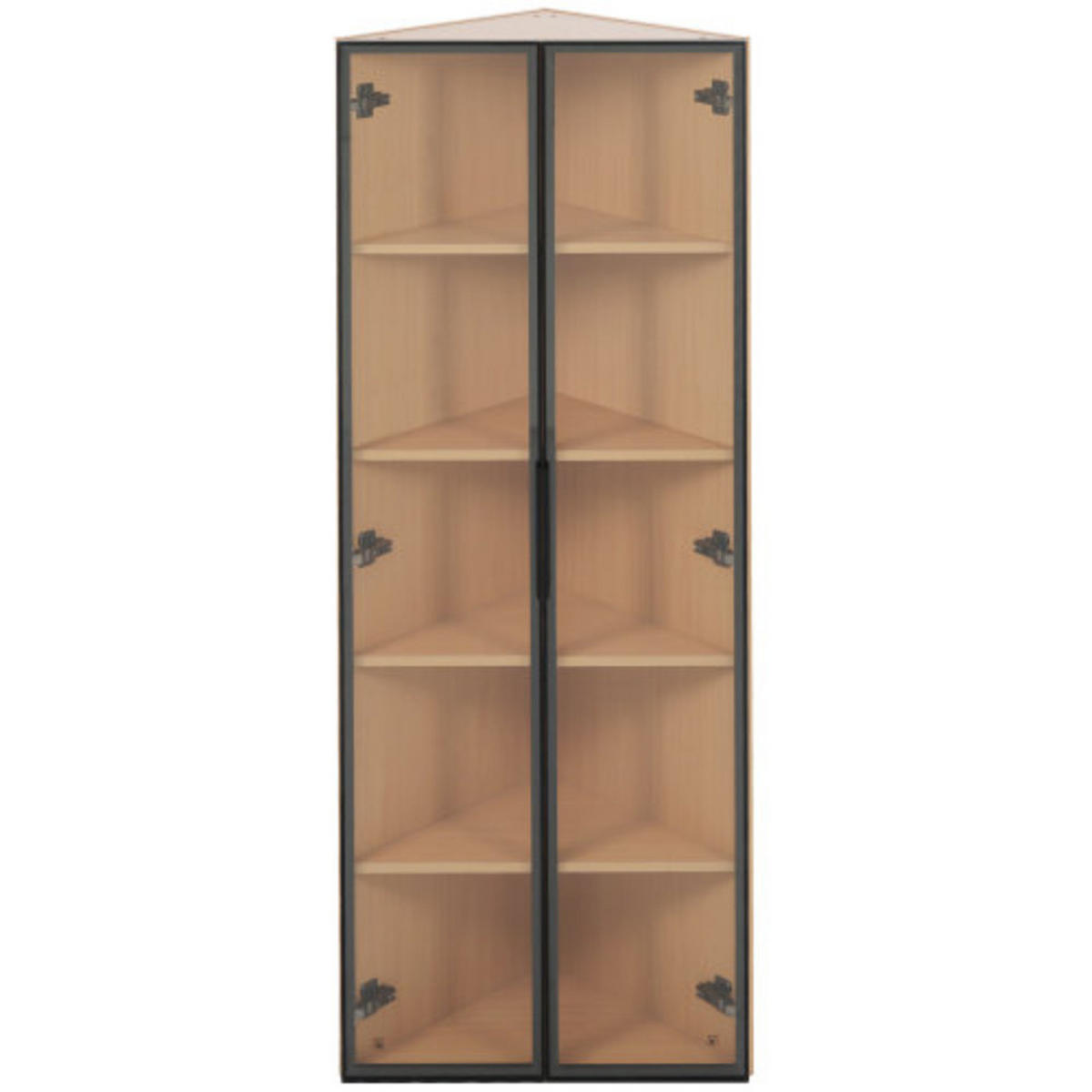 ECKVITRINE 62×35×160 cm aus MDF mit LED-Beleuchtung gehärtetem Glas und Soft-Close-Scharnieren - Naturfarben, Holzwerkstoff (62/160/35cm) - Luhomfu