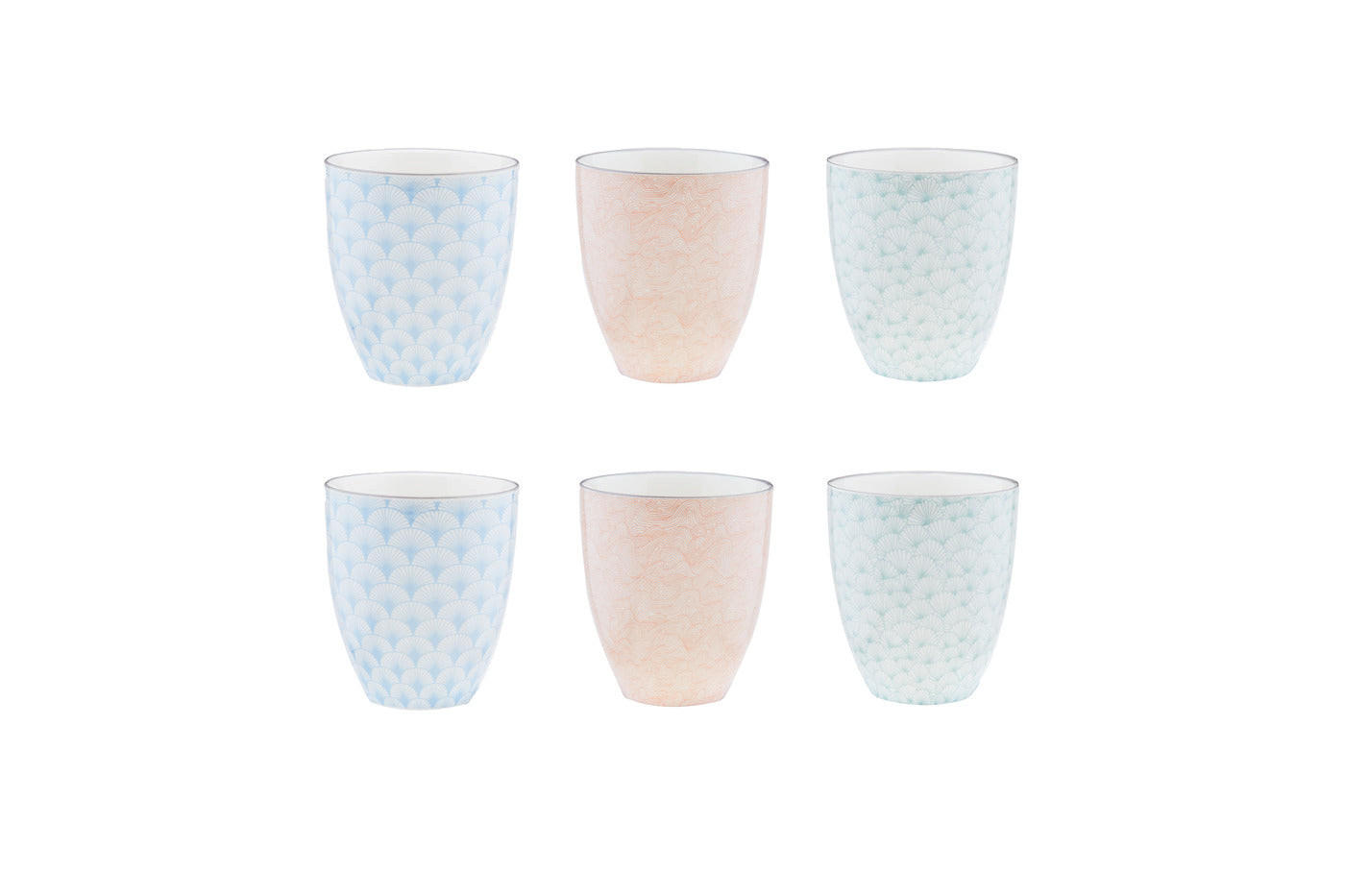 BECHER Pattern 300ml - 6er-Set - Pastel - Pink, Keramik (0.3L) - Björn