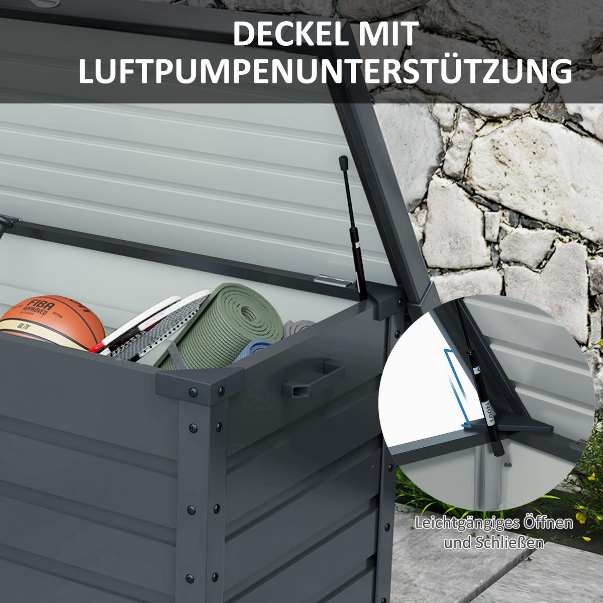 GARTENBOX Aufbewahrungsbox Dunkelgrau - Grau, Metall (62/65/100cm) - ComfortXL