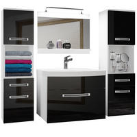 BADMÖBEL Badezimmer Schwarz Glänzend - Schwarz, Holz (140/113/40cm) - B BELINI GROUP