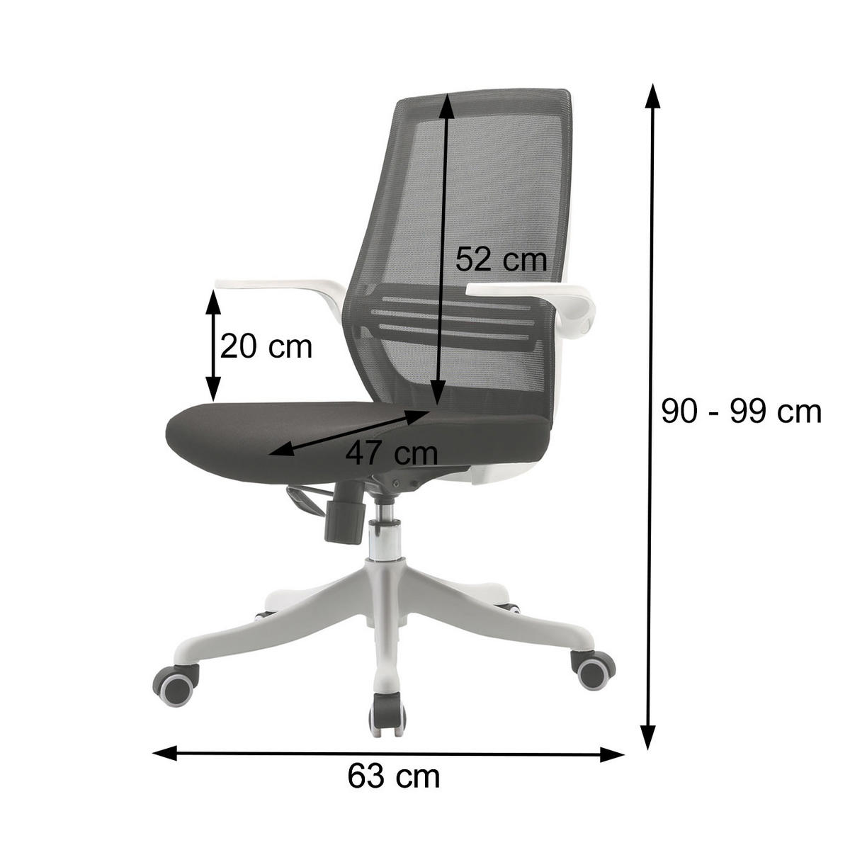BÜROSTUHL Schwarz - Schwarz, Textil (63/99/46cm) - SIHOO
