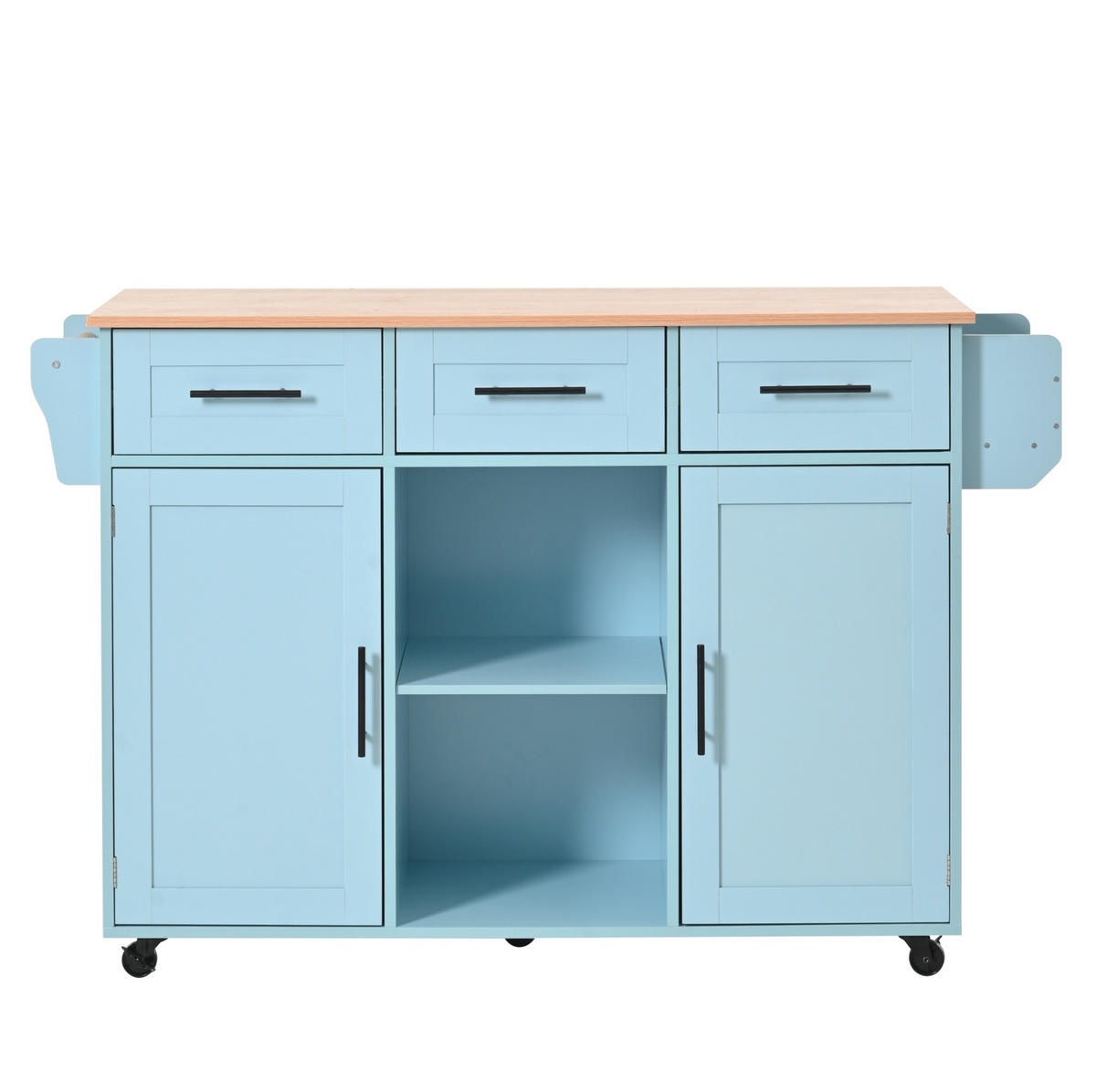 KÜCHENINSEL 139/46(71)/91,5 cm aus MDF mit klappbarer Tischplatte, Stauraum und Rollen, Blau - Blau, Holzwerkstoff (139/91.5/46cm) - Redom