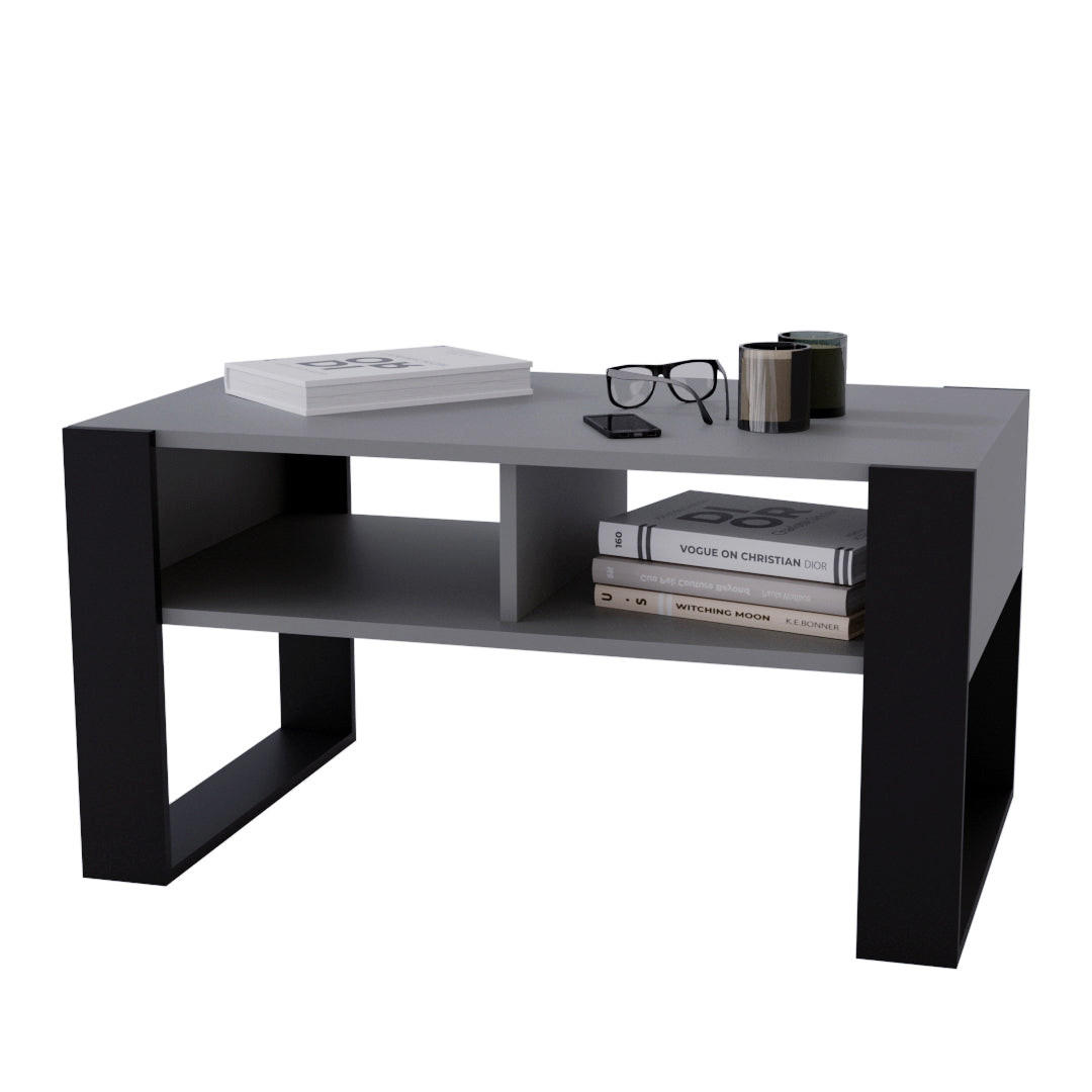COUCHTISCH KORA 92 - Schwarz/Grau, Holz (53.6/92/45cm) - Mat-Haus