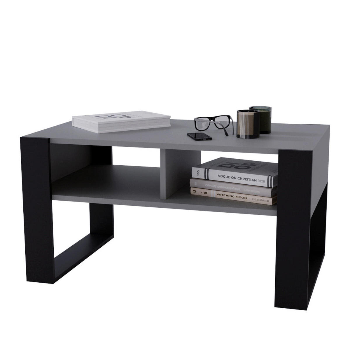 COUCHTISCH KORA 92 - Schwarz/Grau, Holz (53.6/92/45cm) - Mat-Haus