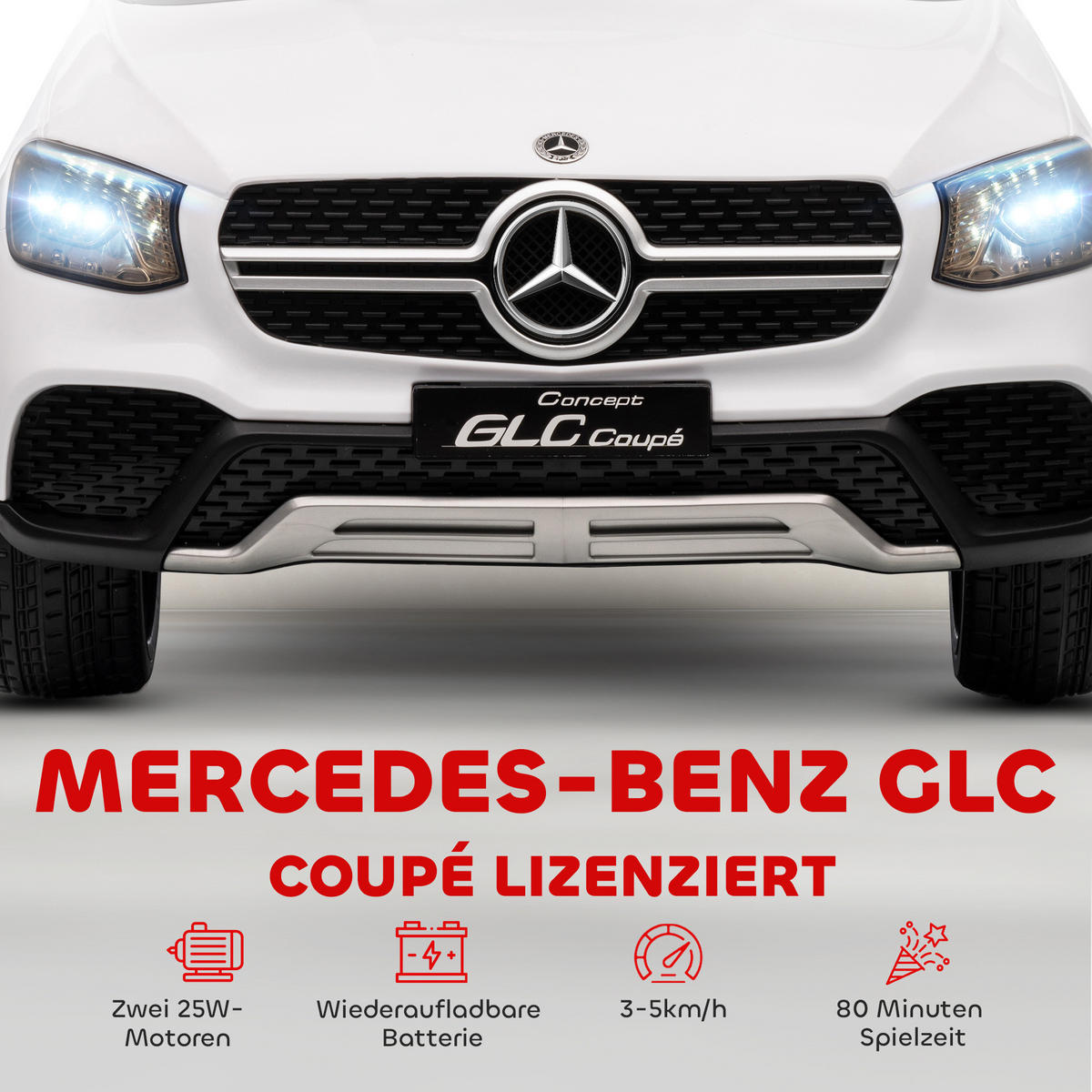 KINDER-ELEKTROAUTO Kunststoff Metall Weiß - Weiß, Kunststoff (105/68/50cm) - AIYAPLAY