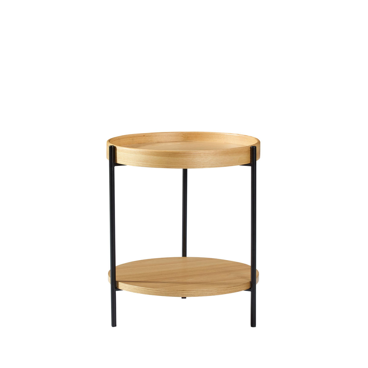 COUCHTISCH-SET 50/50/14 cm Natur aus Massivholz & MDF mit 2 Ebenen - Naturfarben, Holzwerkstoff (50/50/48cm) - OKWISH