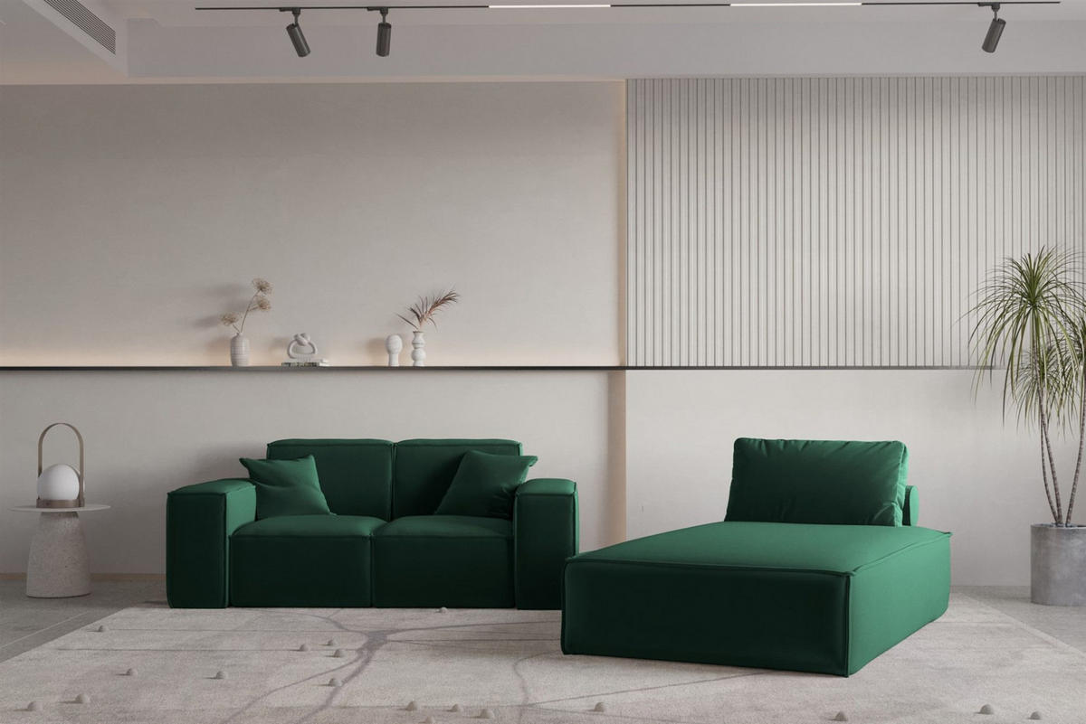 SOFA Sezlong Celes Premium 2er-set - Grün, Holzwerkstoff/Textil (110/95/194cm) - Fun Möbel