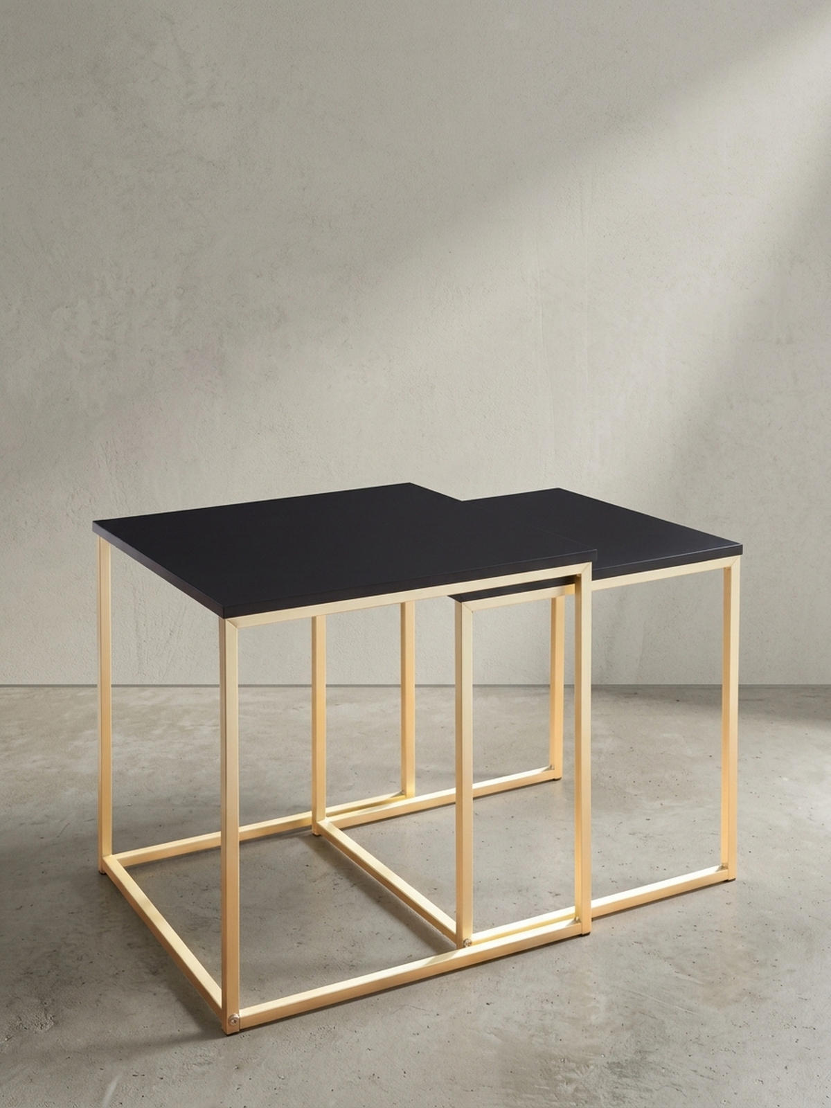 COUCHTISCH 2er Set Metallgestell Glas MDF-Platte TRONTO, Gold 40x40x42 cm - Goldfarben, Holz/Metall (40/40/42cm) - KADIMA DESIGN