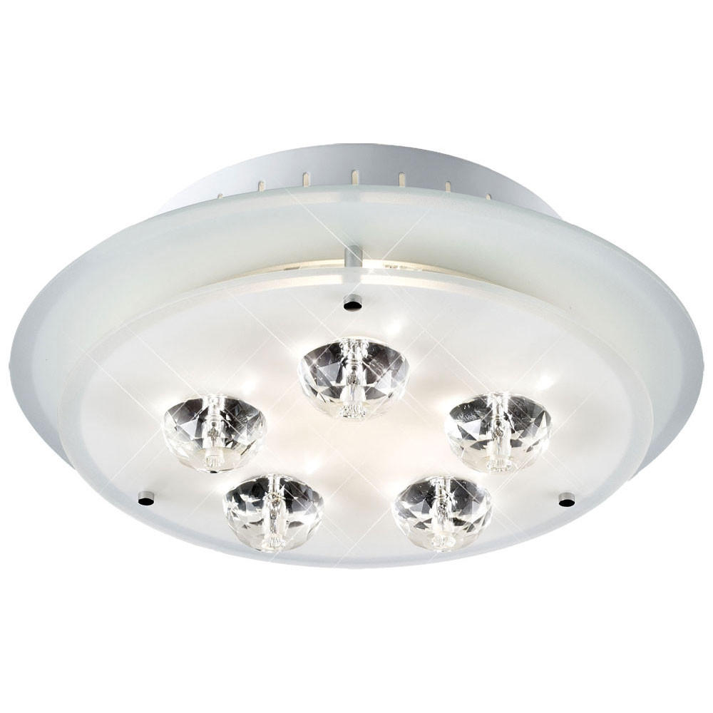 DECKENLEUCHTE Metall Kristalloptik Weiß - Weiß, Glas (33/33/12cm) - Esto