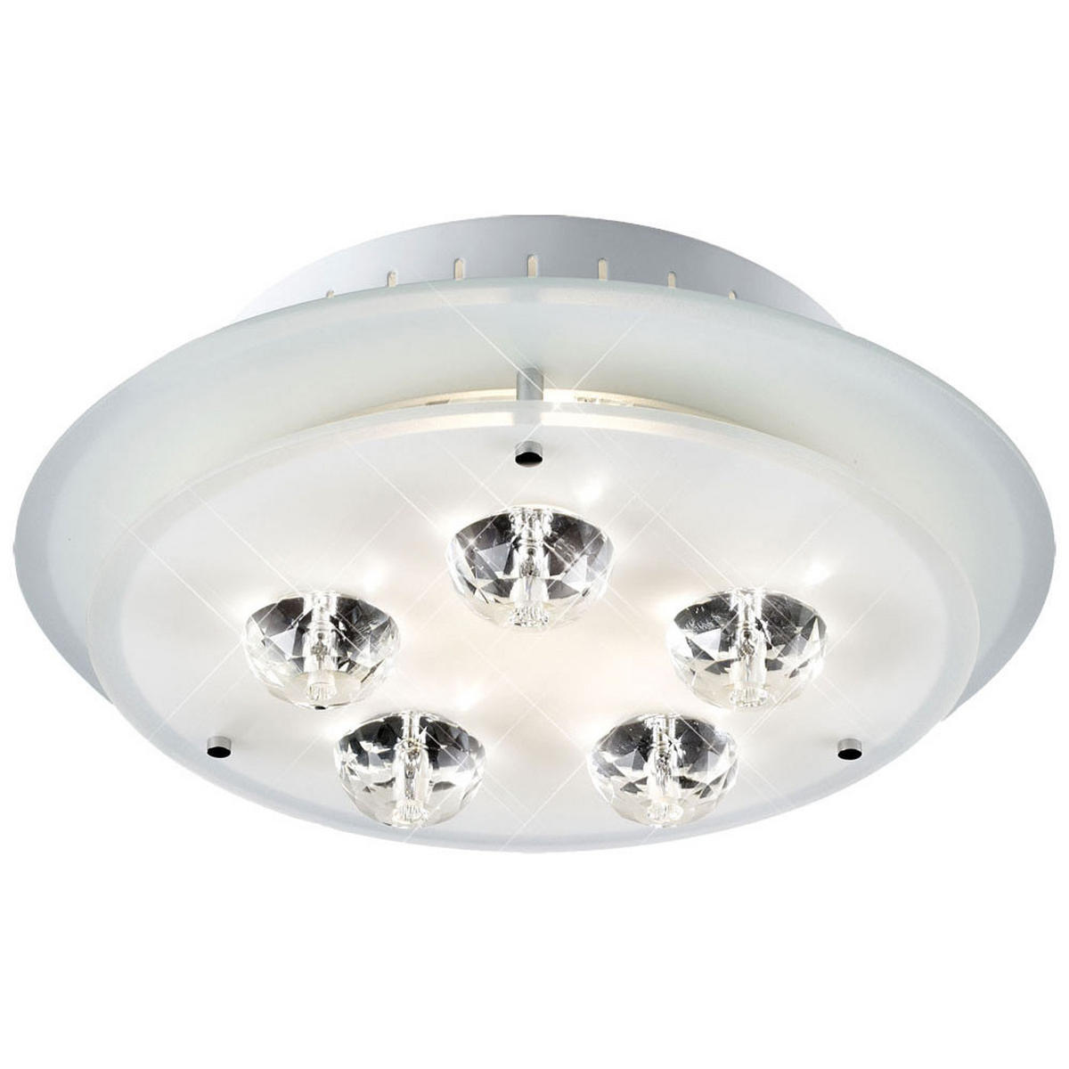 DECKENLEUCHTE Metall Kristalloptik Weiß - Weiß, Glas (33/33/12cm) - Esto