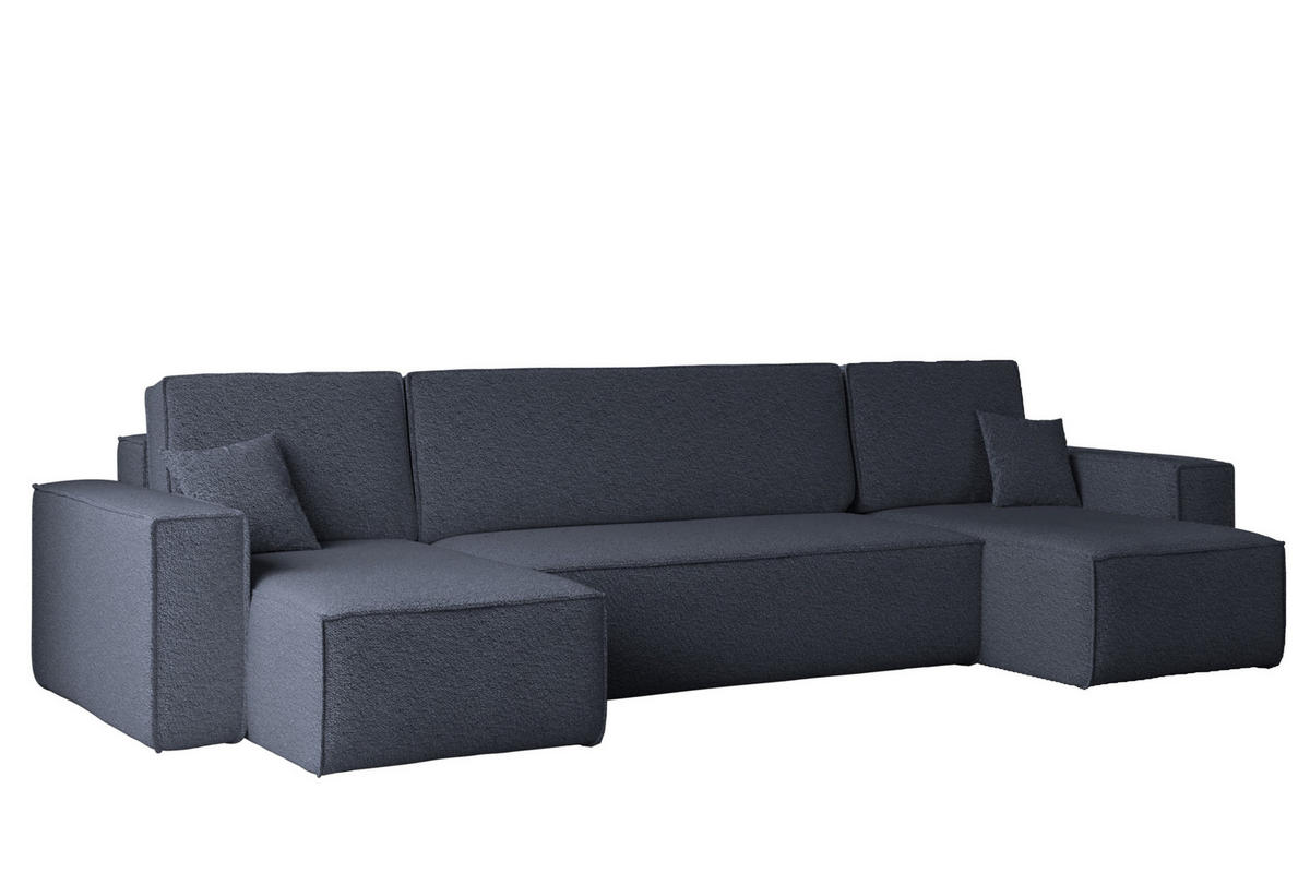ECKSOFA Mit Schlaffunktion Und Bettkasten U-form BEST stoff Abriamo Dunkelblau - Dunkelblau, Holz (98/312cm) - Kaiser Möbel