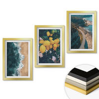 WANDBILDER 3er Set - 20x30 cm Goldrahmen - Meerstrand Zitronen Berge - Goldfarben, Kunststoff (20/30cm) - ArtPrintCave