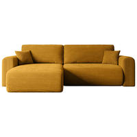 ECKSOFA mit Schlaffunktion und Bettkasten ORRO-L - 272x145x83 cm Senfgelb Cord - Gelb/Schwarz, Holzwerkstoff/Kunststoff (272/145cm) - ALTDECOR