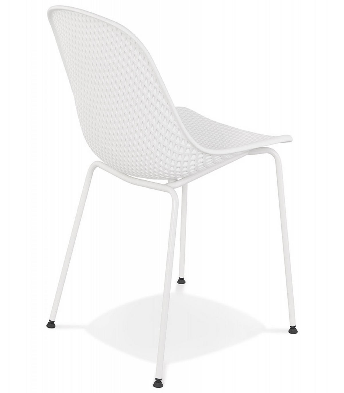 STUHL Kunststoff perforiert Indoor & Outdoor, Weiß 58,5x46,5x82,5 cm - Weiß, Kunststoff/Metall (59/83/47cm) - KADIMA DESIGN