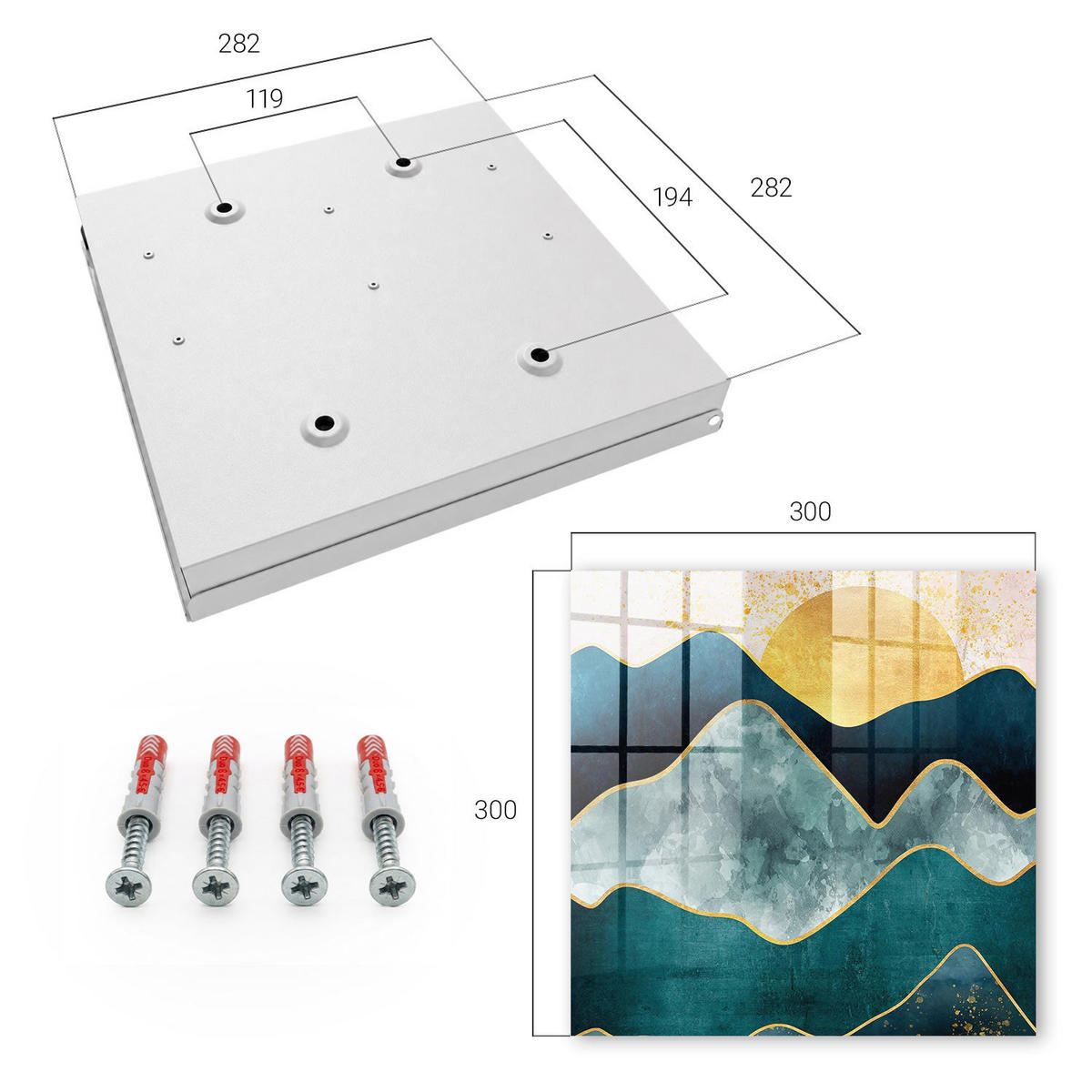 SCHLÜSSELBOX Weiß 30x30 cm – Türöffnung nach rechts - Bergabstraktion - Blau, Metall (30/30/5cm) - TULUP