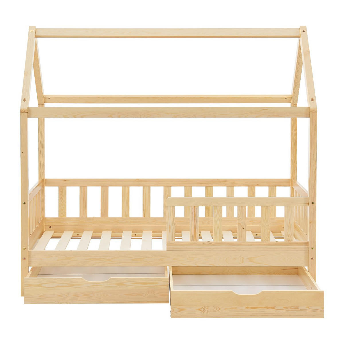 KINDERBETT Marli natur 80x160 cm mit Bettkasten - Naturfarben, Holz (80/160cm) - Juskys