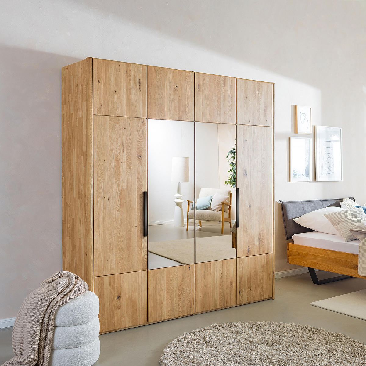 DREHTÜRENSCHRANK - Wildeiche massiv - Wildeiche, Holz (202/223/62cm) - home24