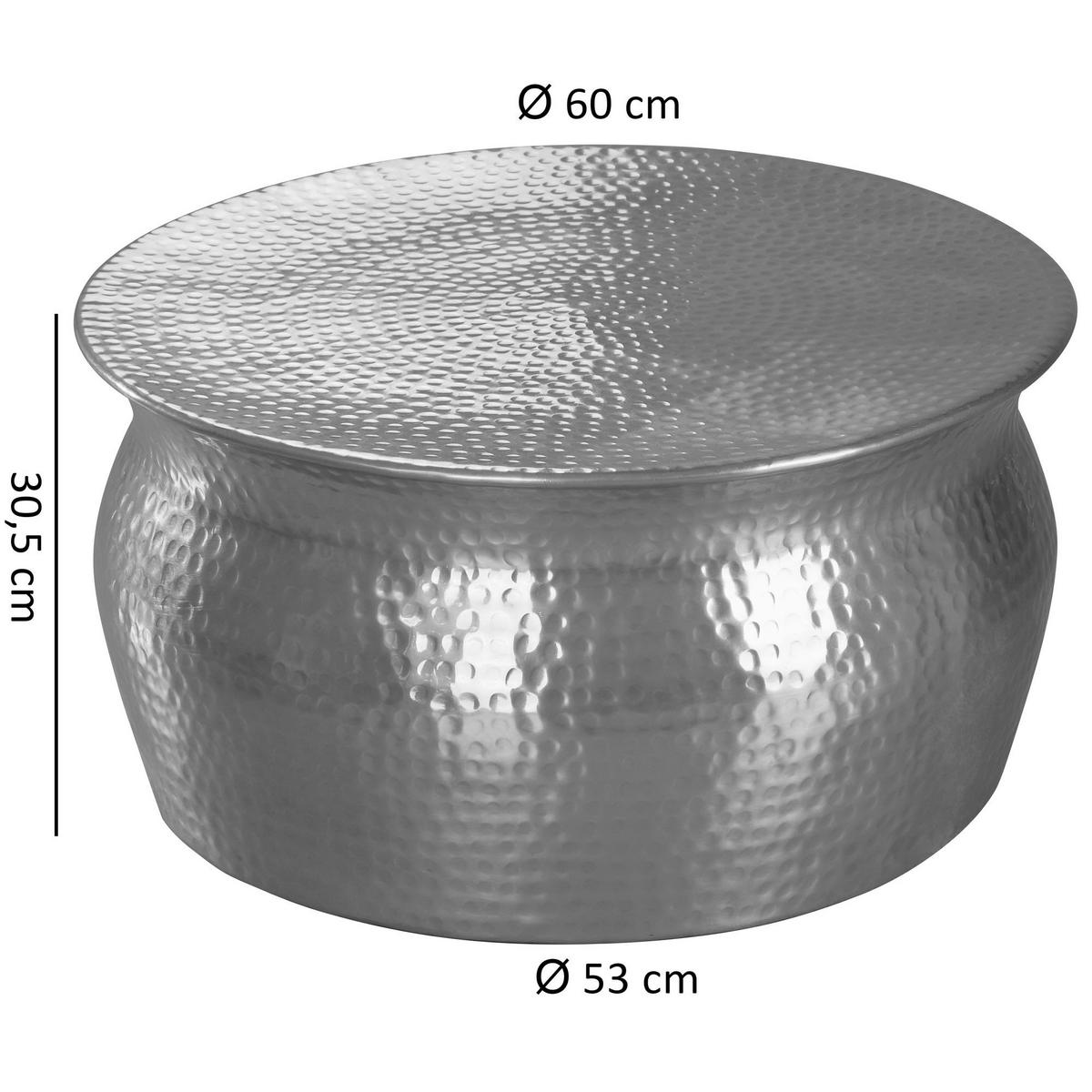 COUCHTISCH rund BEPPO Beistelltisch - Silberfarben, Metall (60/60/30.5cm) - tinkaro