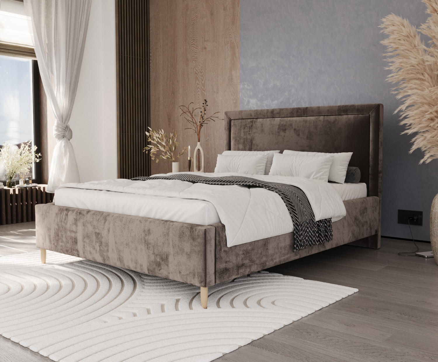 Thumbnail - AltaBeds Polsterbett, Braun, Textil, Buche, Kiefer, 120x200 cm, Oeko-Tex® Standard 100, Handmade in Europe, Schlafzimmer...