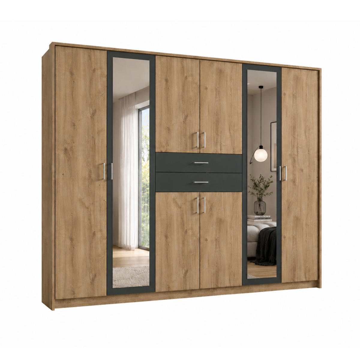 PASSEPARTOUTRAHMEN zum Kleiderschrank 22596, B273/H211/T58 cm, Abschlussrahmen in Eiche Dekor / 22596-01 - Eichefarben, Holzwerkstoff (273/211/12cm) - luma-home