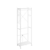 VISOKA stojna vješalica s kolicima i policama - boje javora, krzno (60/175/32cm) - SoBuy