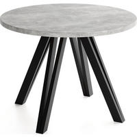 ESSTISCH Ravero runder ausziehbarer, Beton grau 100/100/77 cm - Hellgrau/Schwarz, Holz/Holzwerkstoff (100/100/77cm) - WFL GROUP